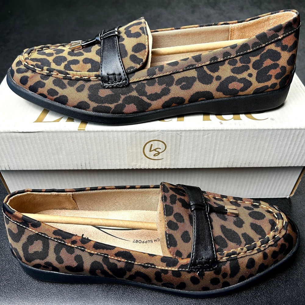 Womens Loafers LifeStride Malta 3 Size 9 Wide Leopard Print Comfort Shoes NEW